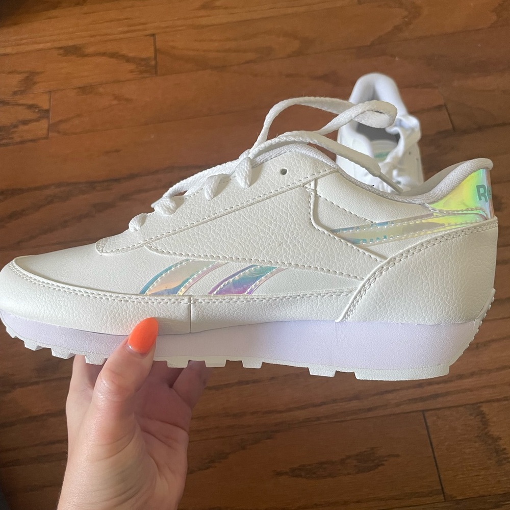 Women’s Limited Edition Reebok Classic White Shiny Accent Sneakers